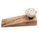2 Pieces Cream & White Golden Checkerboard Ceramic Wooden Door Stopper